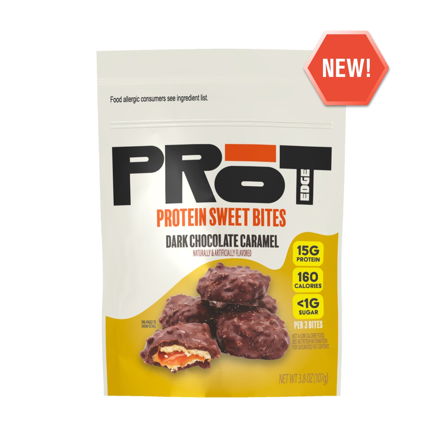 PRōT Edge™ Chewy Protein Sweet Bites - Dark Chocolate Caramel | 3.8 oz Resealable Pouch