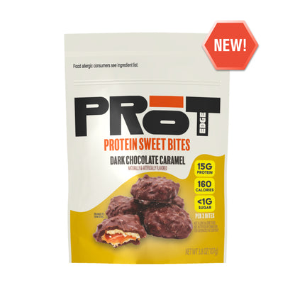 PRōT Edge™ Chewy Protein Sweet Bites - Dark Chocolate Caramel | 3.8 oz Resealable Pouch