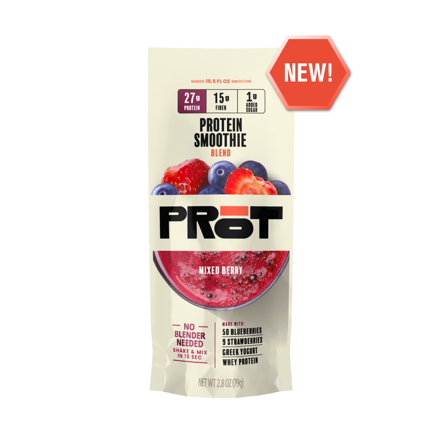 PRōT Protein Smoothie Mix - Mixed Berry | 2.8 oz Single-Serve Pouch