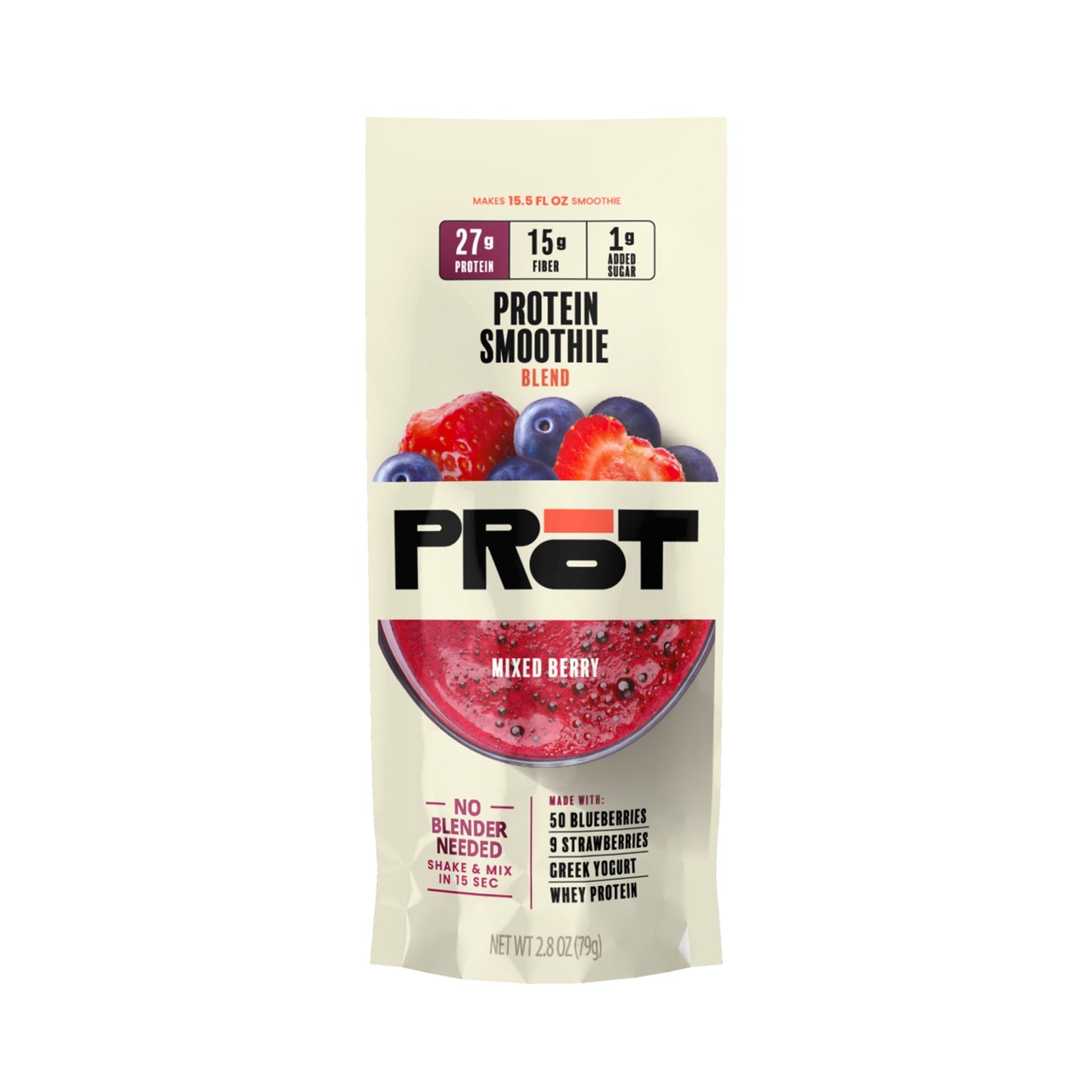 PRōT Protein Smoothie Mix - Mixed Berry | 2.8 oz Single-Serve Pouch