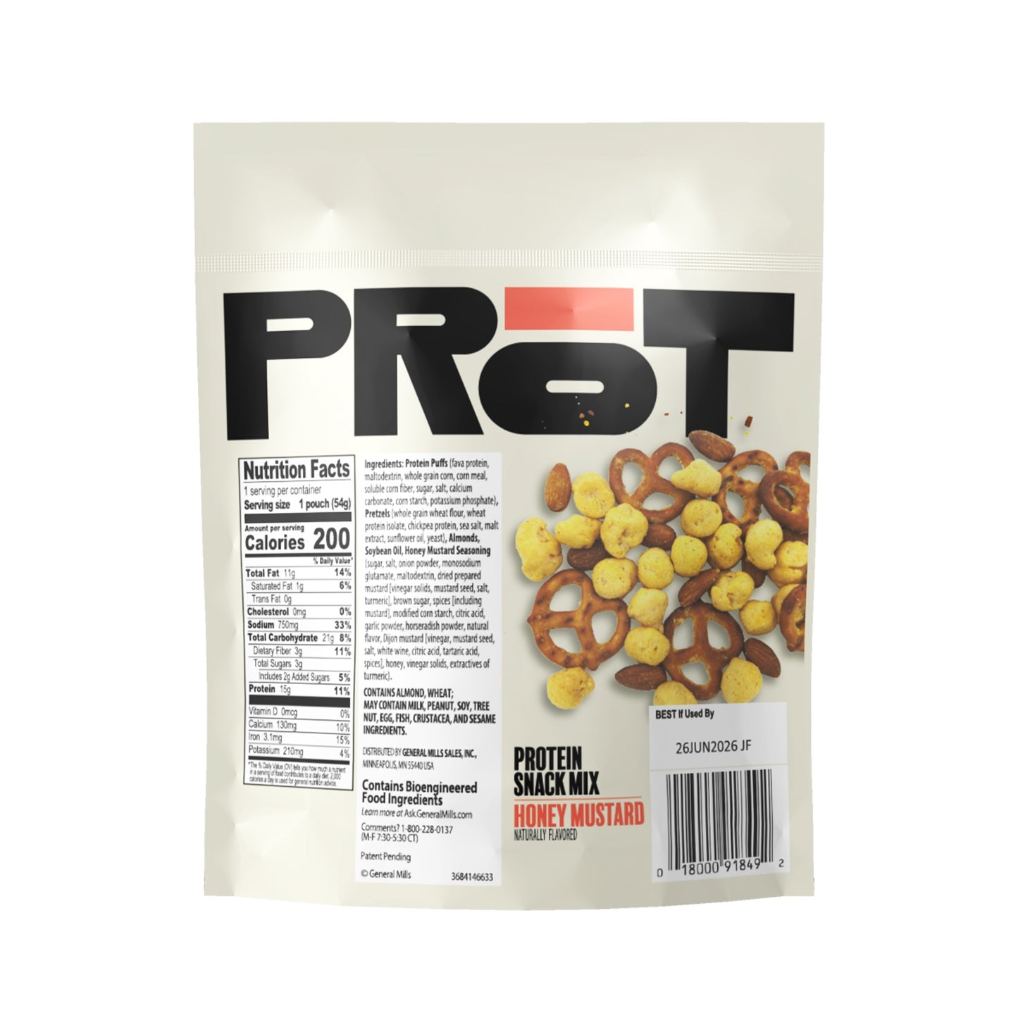 PRōT Protein Snack Mix - Honey Mustard | 1.9 oz Single-Serve Pouch